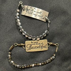 Inspirational bracelets 2pc gold and silver